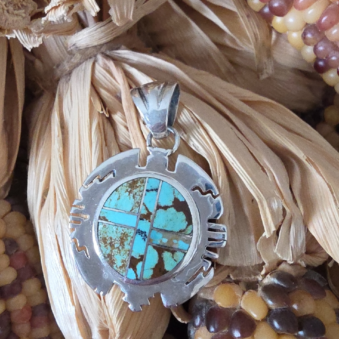 Nwot Native American Navajo Rare #8 Mine Turqouise & Sterling Pendant